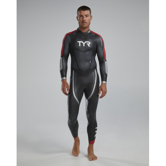 Гідрокостюм чоловічий TYR Men’s Hurricane Wetsuit Cat 5, Silver/Red