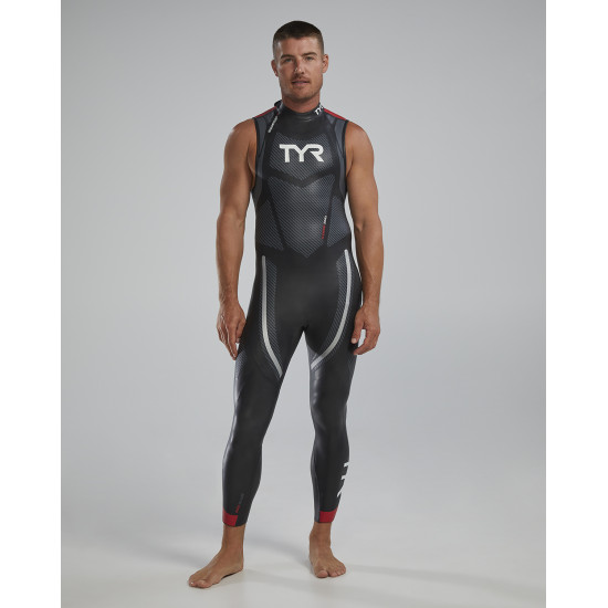 Гідрокостюм чоловічий TYR Men’s Hurricane Wetsuit Cat 5 Sleeveless, Silver/Red