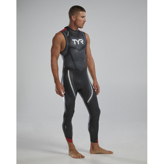 Гідрокостюм чоловічий TYR Men’s Hurricane Wetsuit Cat 5 Sleeveless, Silver/Red