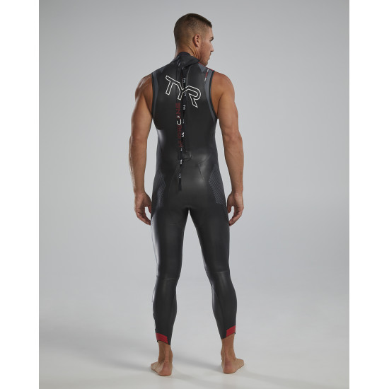 Гідрокостюм чоловічий TYR Men’s Hurricane Wetsuit Cat 5 Sleeveless, Silver/Red