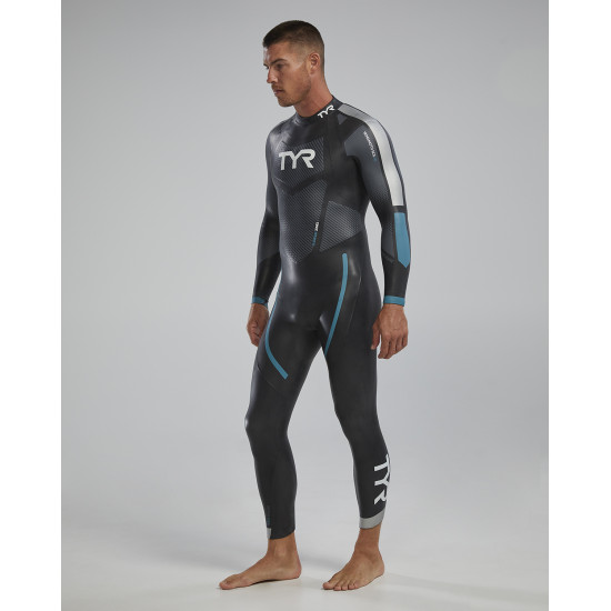 Гідрокостюм чоловічий TYR Men’s Hurricane Wetsuit Cat 3 Silver/Turq