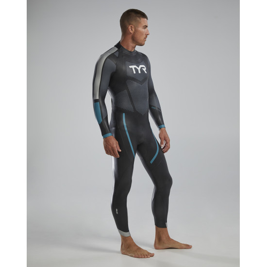 Гідрокостюм чоловічий TYR Men’s Hurricane Wetsuit Cat 3 Silver/Turq
