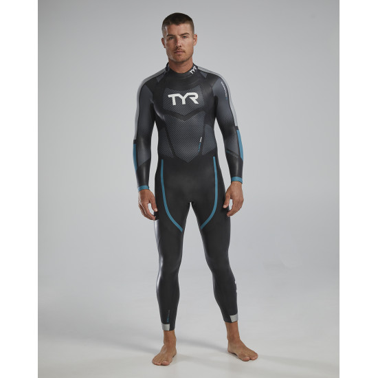 Гідрокостюм чоловічий TYR Men’s Hurricane Wetsuit Cat 3 Silver/Turq