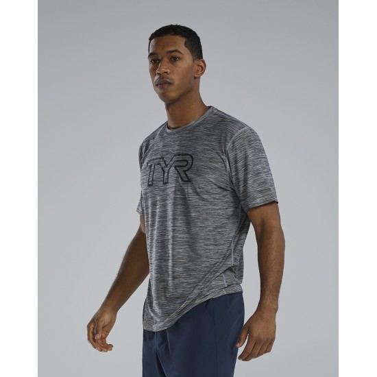 Футболка чоловіча з короткими рукавами TYR Men's Airtec Big Logo Tee – Solid Футболка чоловіча з короткими рукавами TYR Men's Airtec Big Logo Tee – Solid
