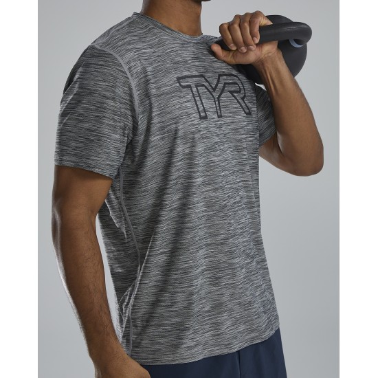 Футболка чоловіча з короткими рукавами TYR Men's Airtec Big Logo Tee – Solid Футболка чоловіча з короткими рукавами TYR Men's Airtec Big Logo Tee – Solid