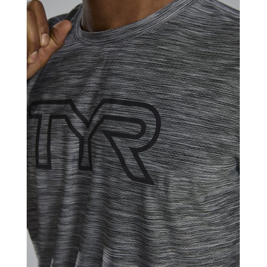 Футболка чоловіча з короткими рукавами TYR Men's Airtec Big Logo Tee – Solid Футболка чоловіча з короткими рукавами TYR Men's Airtec Big Logo Tee – Solid