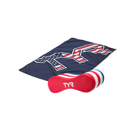 Святковий комплект від TYR: колобашка TYR USA Pull Float та спортивний рушник TYR USA Microfiber Sport Towel