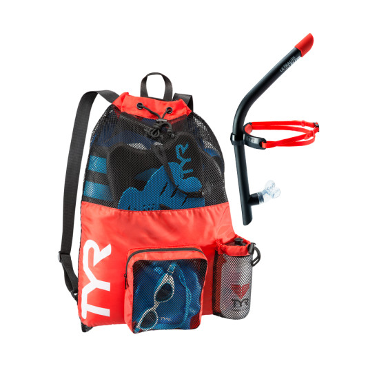 Святковий комплект від TYR: рюкзак-мішок Big Mesh Mummy та трубка для плавання Ultralite Snorkel Elite
